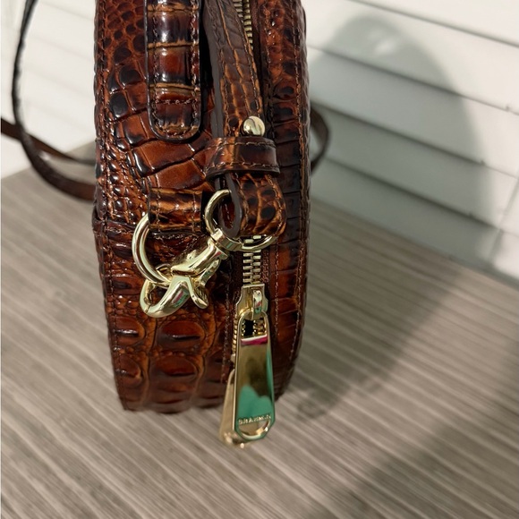 Brahmin Cognac Croc-Embossed Round Crossbody Bag - Picture 3 of 4